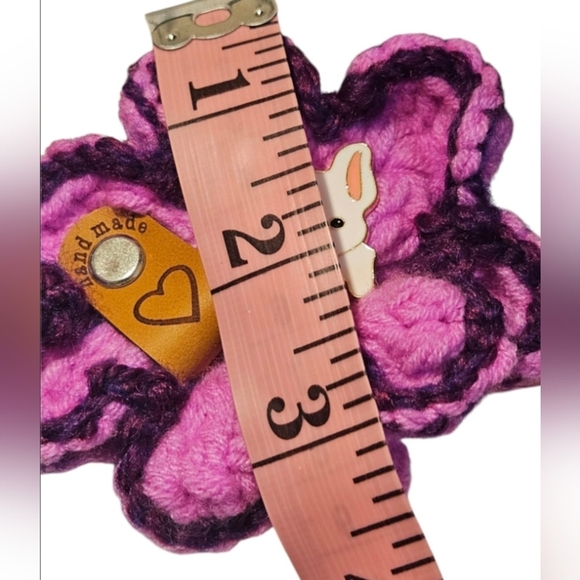 Handmade Crochet Floral Key chain Purple Dog Enamel Pin White Frenchie Puppy Pin - Picture 14 of 17